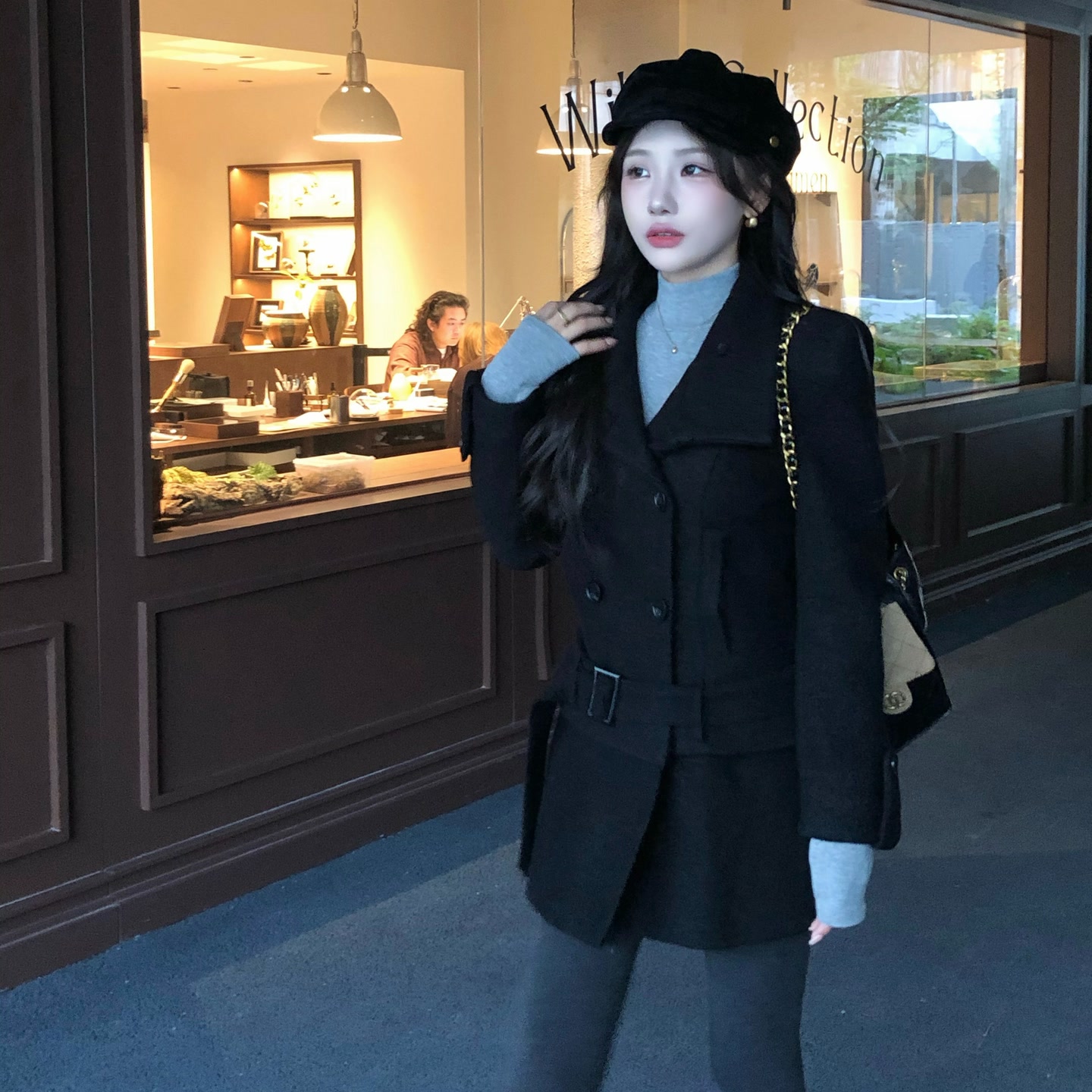 陈六六CHENLIULIU【韩女沙漏腰】赫本风复古高级气质显瘦收腰外套