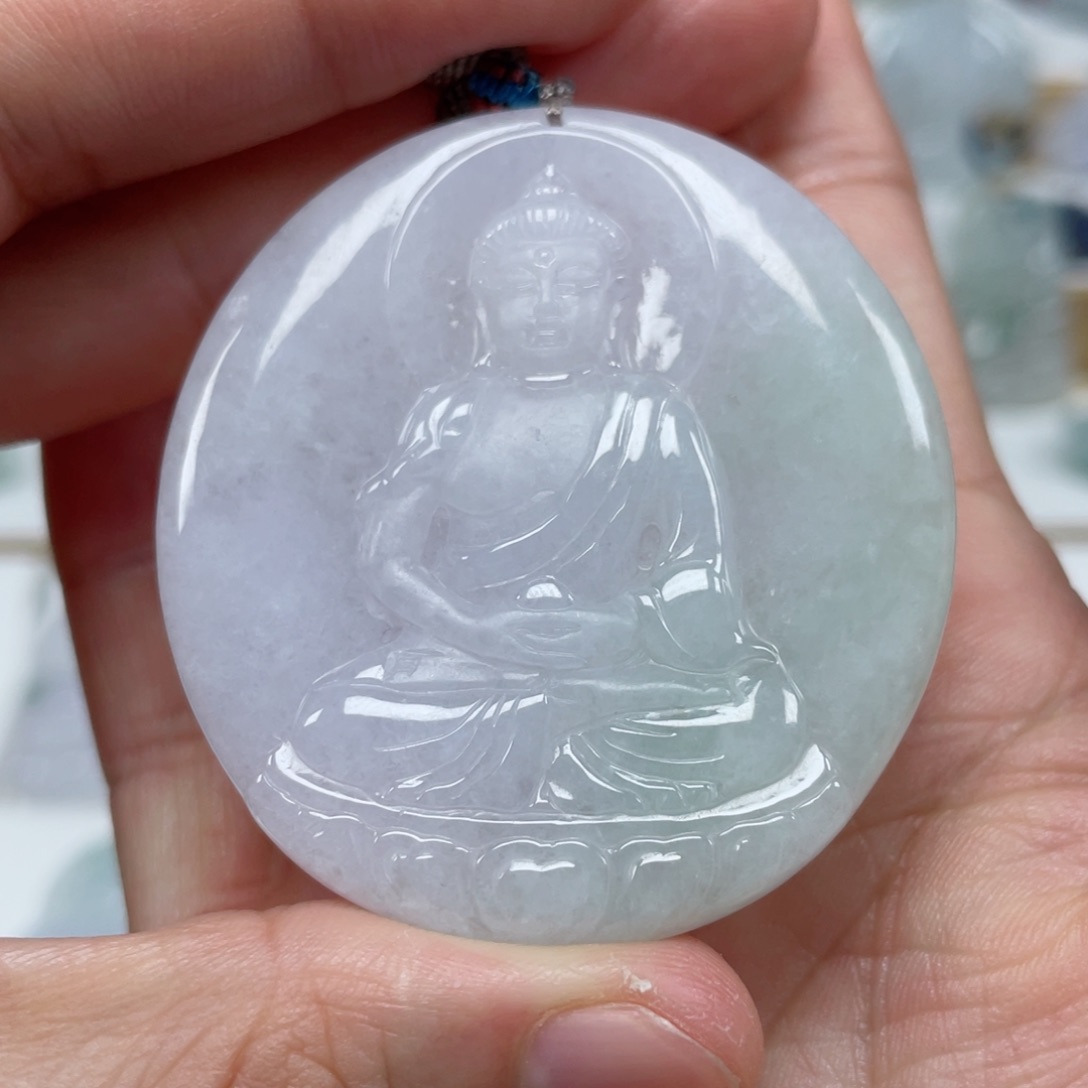 翡翠颈饰未镶嵌天然翡翠A货大日如来G