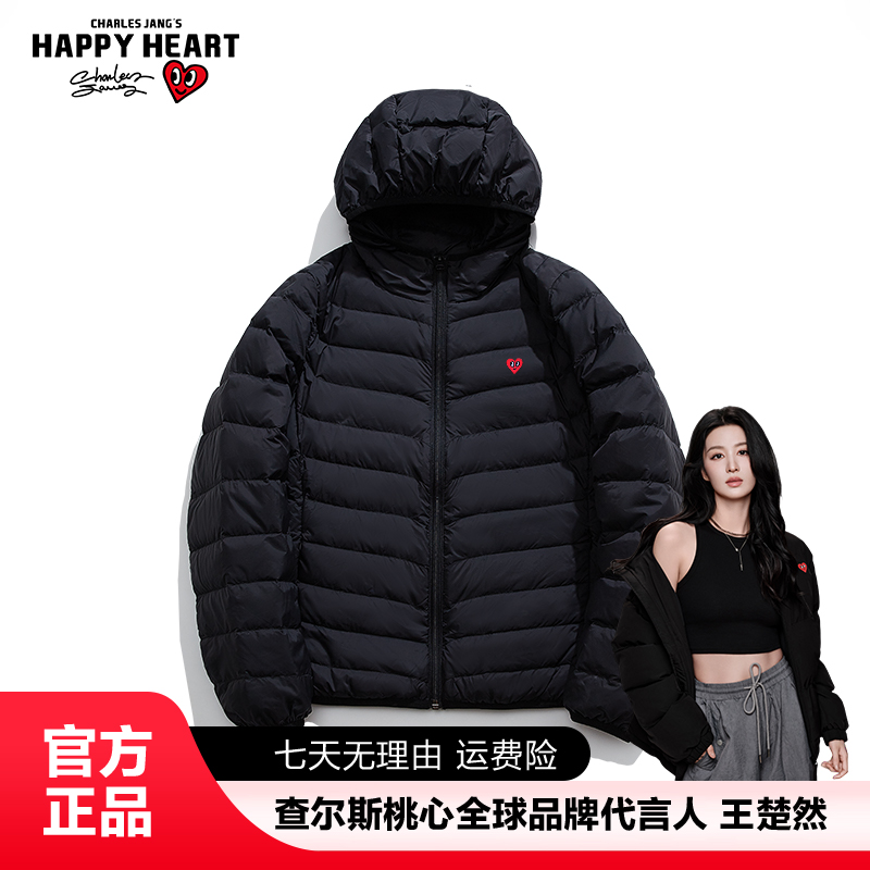 查尔斯桃心排骨羽绒服男连帽冬季绒加厚防寒情侣潮牌外套男女同款