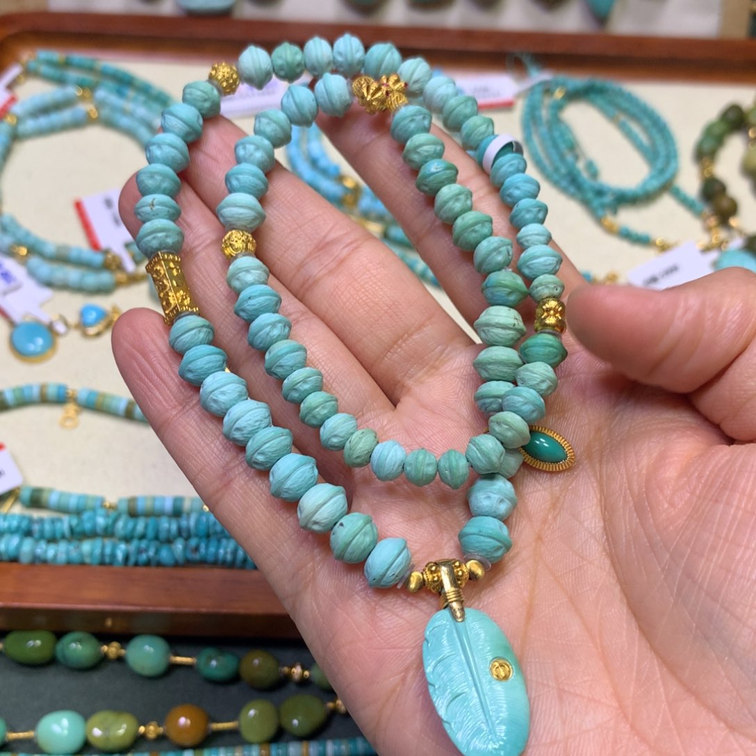 绿松石项链18K金镶嵌