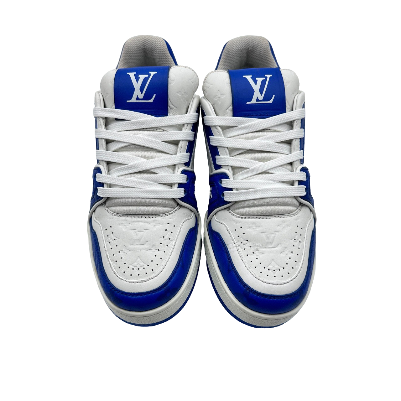 95新 LouisVuitton/路易威登 35.5码白蓝暗纹trainer板鞋96新