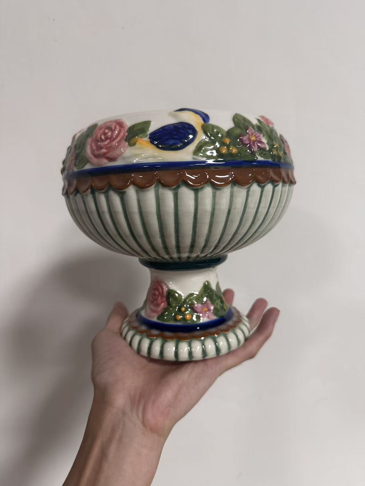 玫瑰高脚水果零食糖果碗