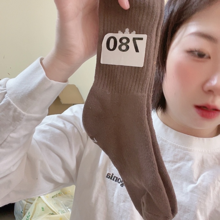 三醋酯纤维多叶草棕色袜子780