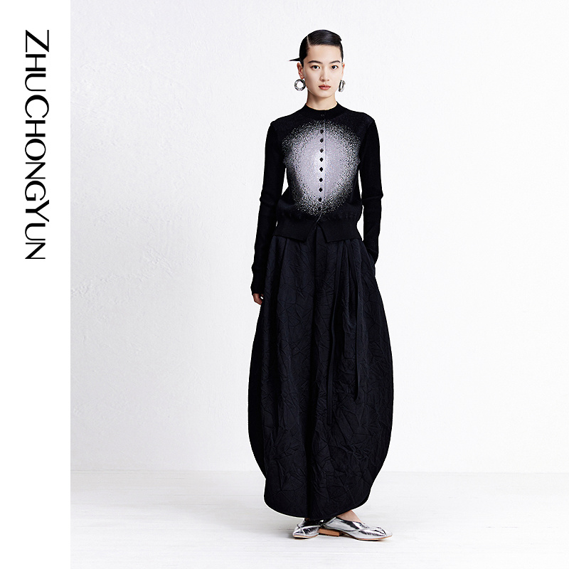 ZHUCHONGYUN【圆启东方】ZHUCHONGYUN圆启提花针织开衫C1DE3739M