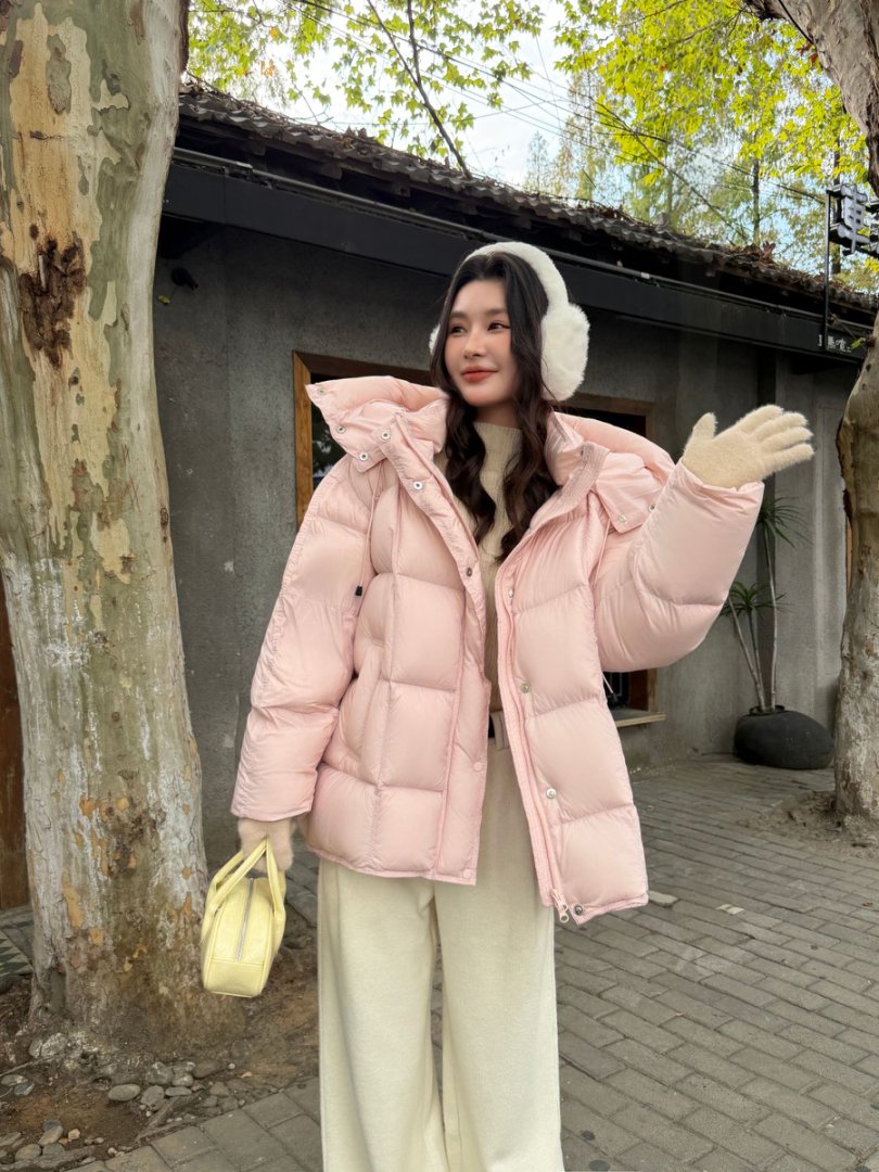 新国标90%白鸭绒 2025新款时尚百搭泡芙连帽羽绒服066