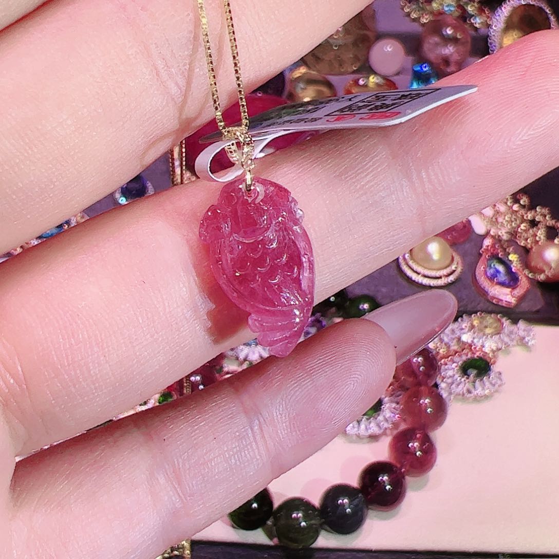 碧玺碧玺吊坠18K金镶嵌