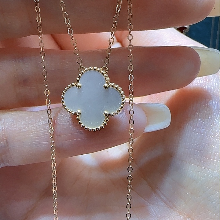 贝壳（贝母）项链18K金镶嵌15mm草