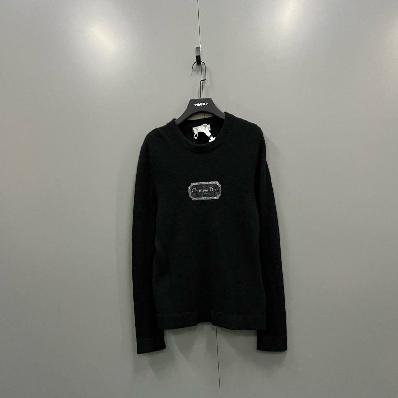 Dior 迪奥 黑色贴标logo针织衫 M码/98新/14500/无配件 bc01212