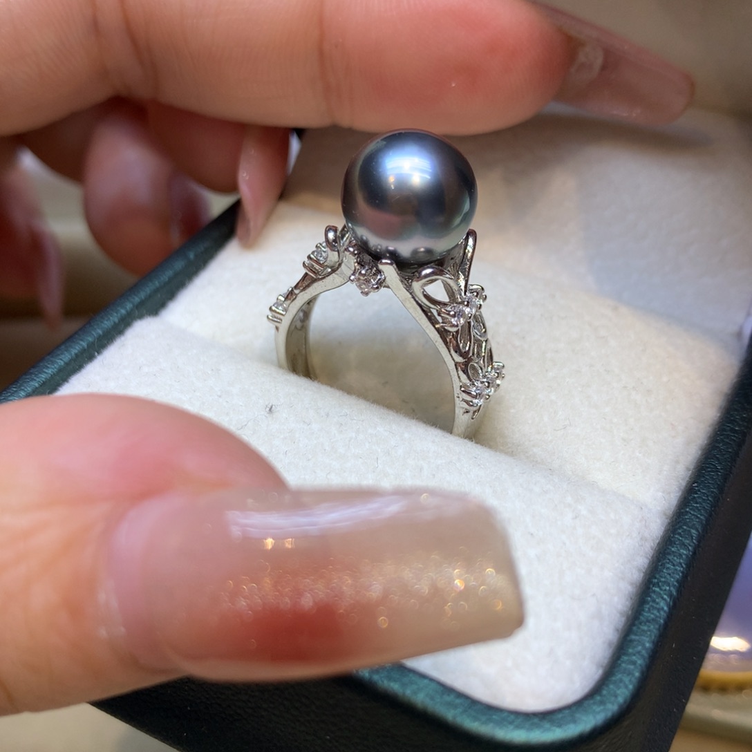 银S925镶嵌戒指海水珍珠