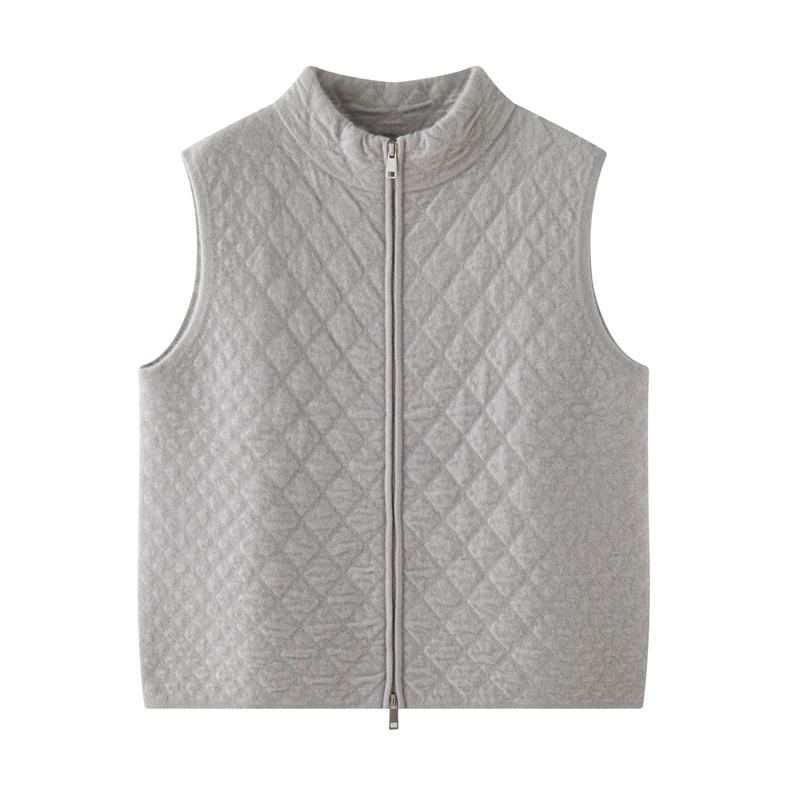 万能穿搭 肌理感软糯山羊绒马甲女立领拉链短款针织衫开衫坎肩