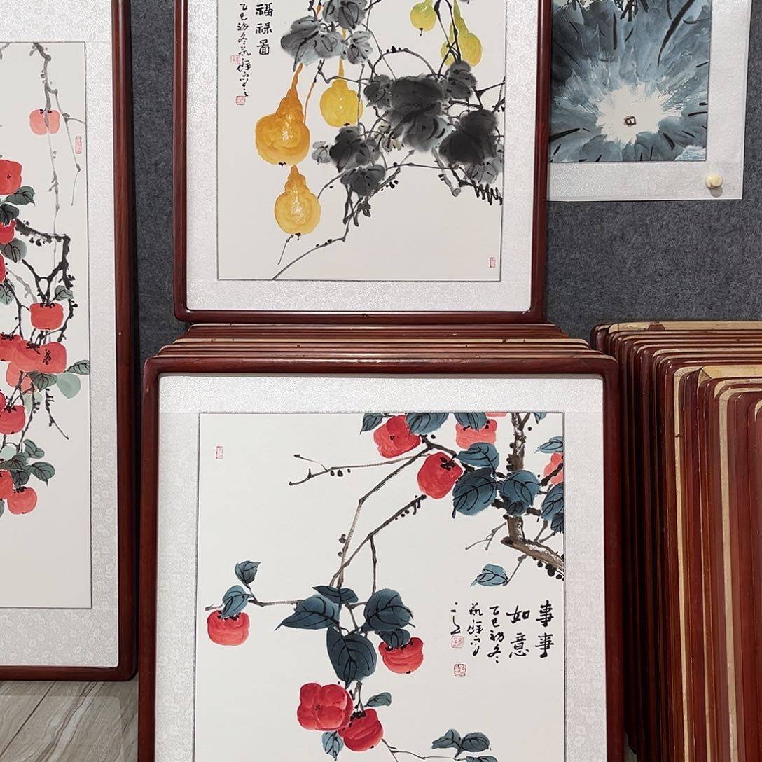 国画书画作品带框63×63