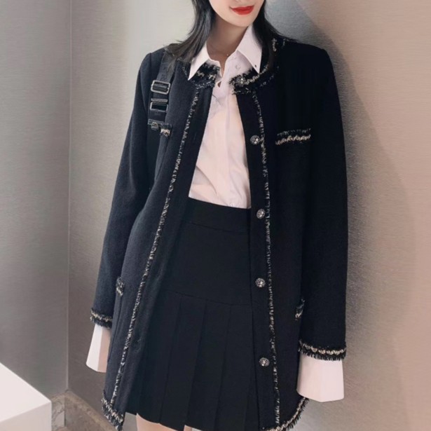 【商场同款】秋冬时尚中长款毛呢小香风外套5400415-601411-001