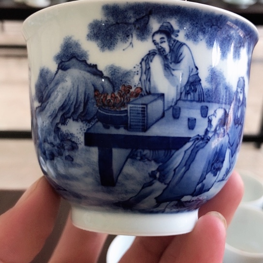 黄娟窑青花五老图