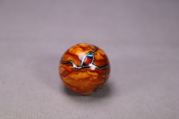 天然琥珀蜜蜡尼泊尔花蜡单珠项链尺寸23.6mm藏式复古民族风女款