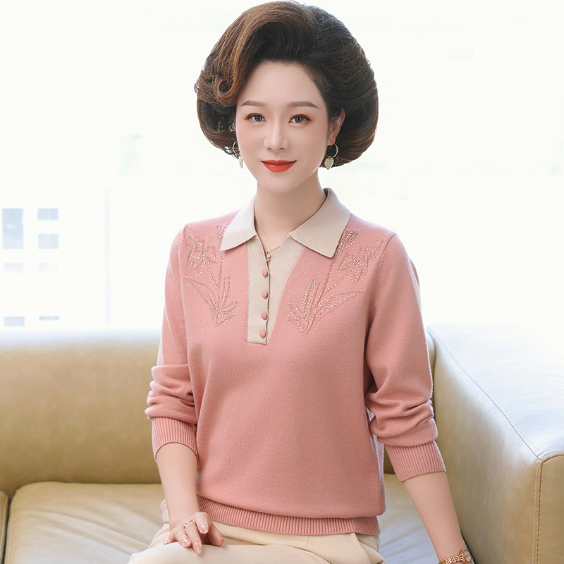 2025新款洋气妈妈春装毛衣中年妇女春秋长袖针织衫50岁中老年上衣
