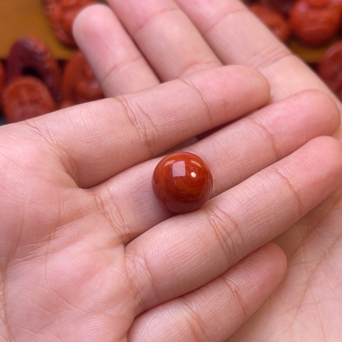 醒***梦南红玛瑙未镶嵌川料瓦西14mm尺寸圆珠