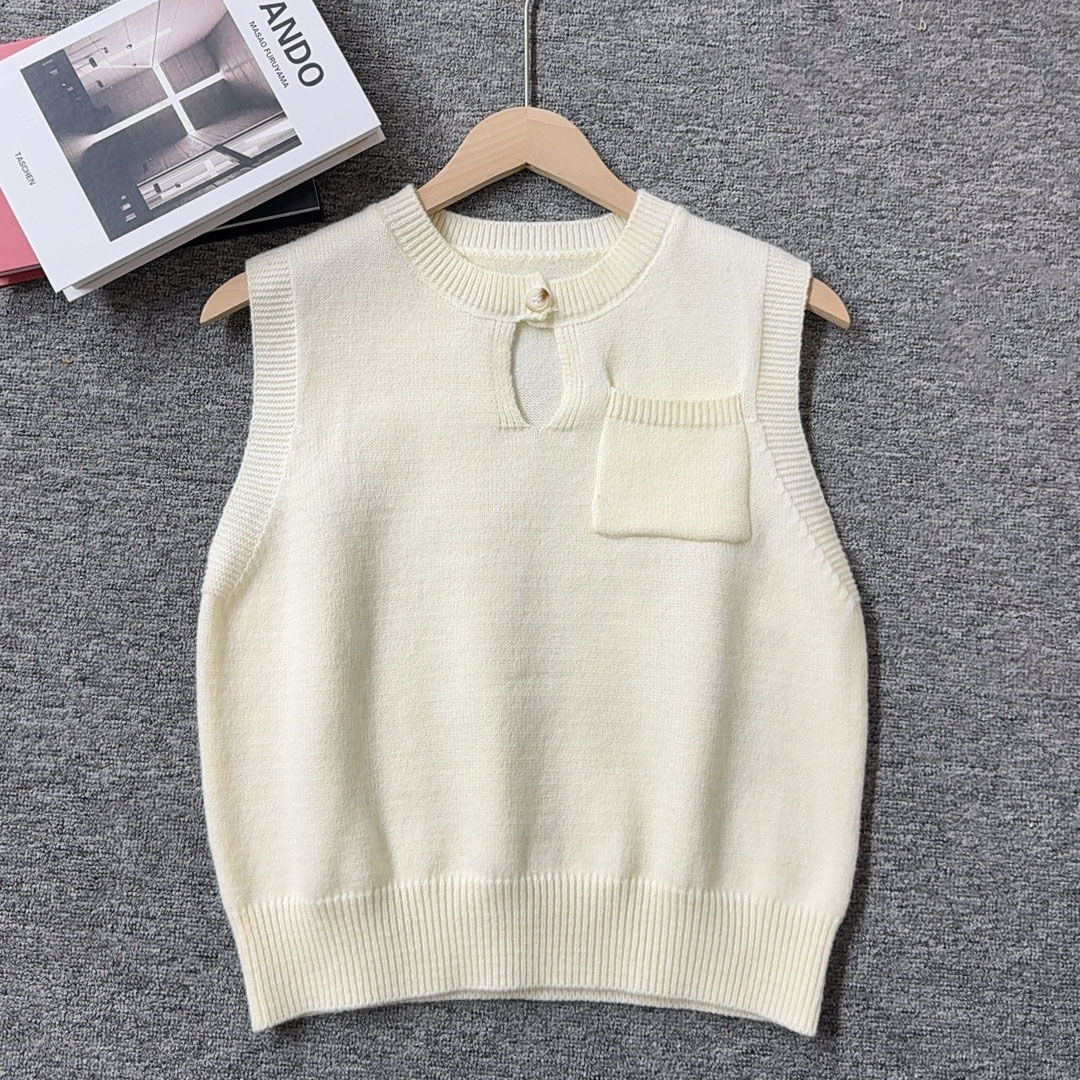 韩系复古针织马甲欧货无袖叠穿宽松毛衣外搭软糯马夹W038