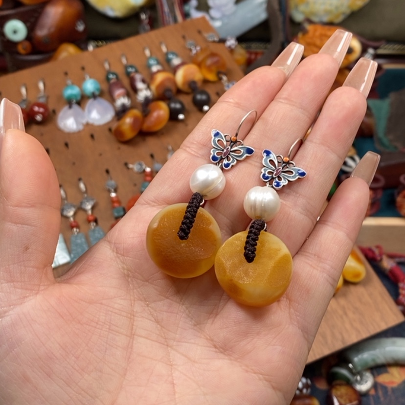 【闪购商品】蜜蜡耳饰未镶嵌耳环