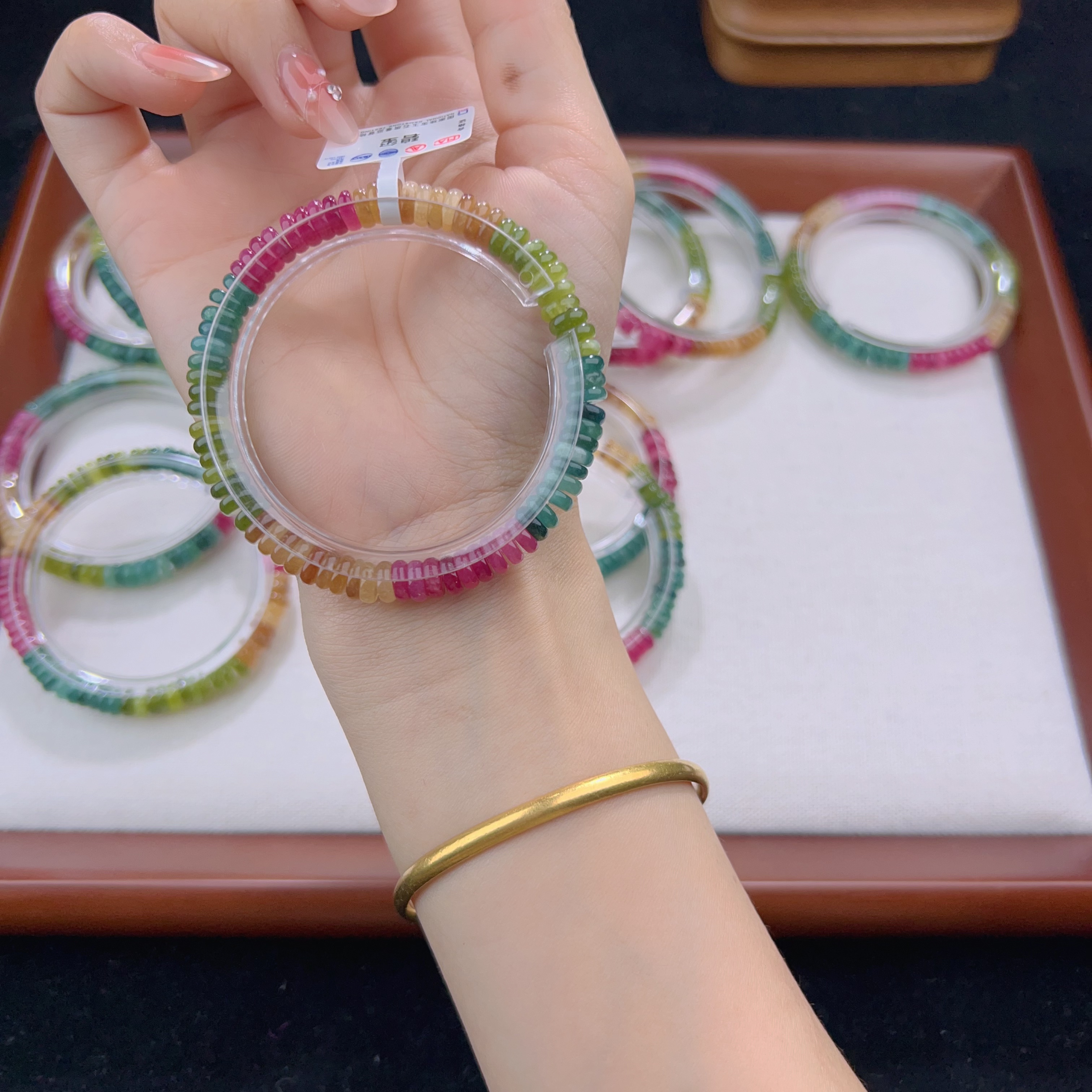 碧玺算盘单圈手串 6mm 多样性发