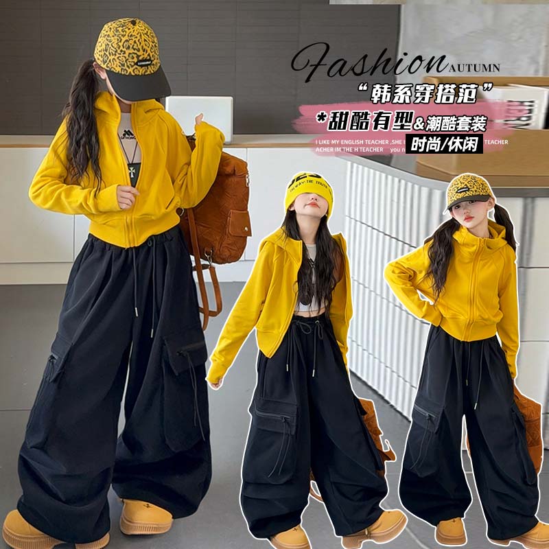 套装高腰潮酷洋气时尚大童秋季外套春秋显瘦运动韩版男童春秋运动