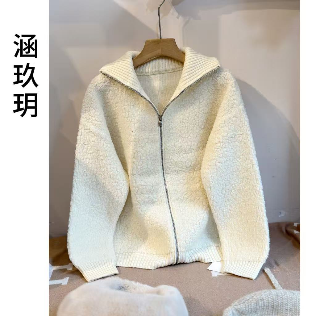 涵玖玥【100羊毛】圈圈毛感厚款温暖款拉链外套上衣丹-01-5027