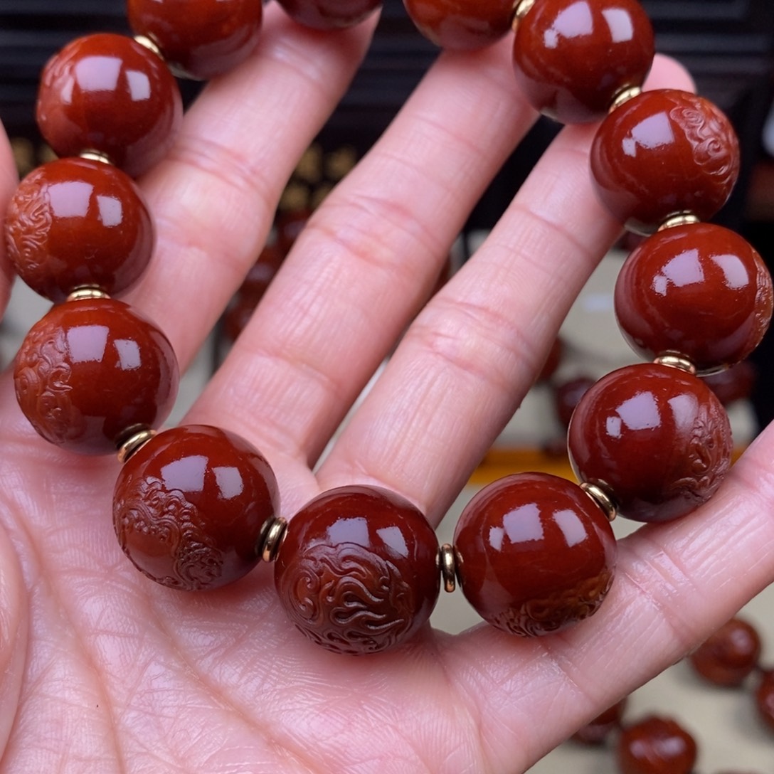 天***沉橄榄核吊坠火焰纹