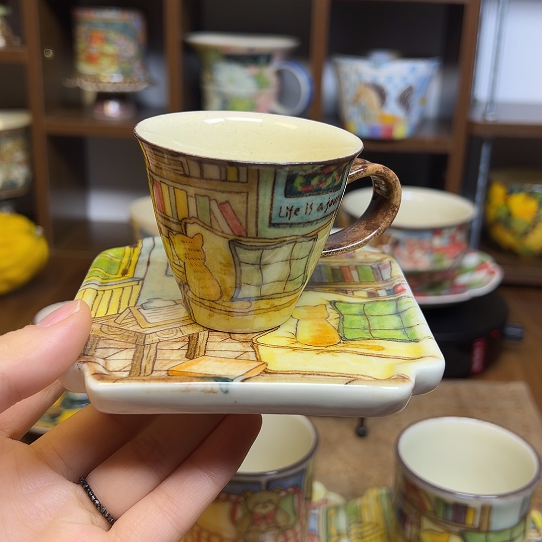 陶摆件原创手绘高温釉下彩