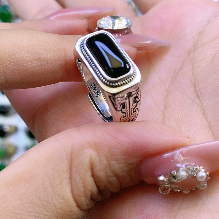 银S925镶嵌戒指玛瑙/玉髓