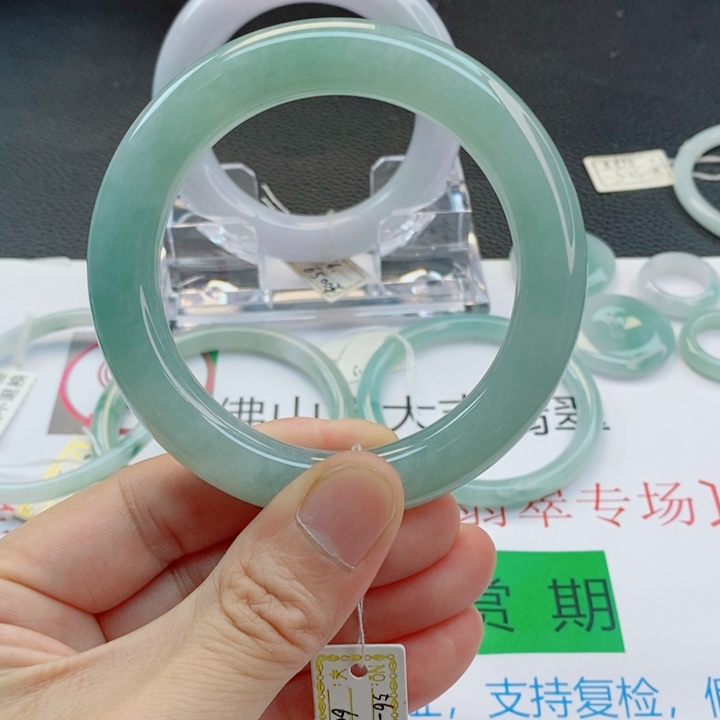 翡翠未镶嵌手镯胖圆条手镯56-57圈口