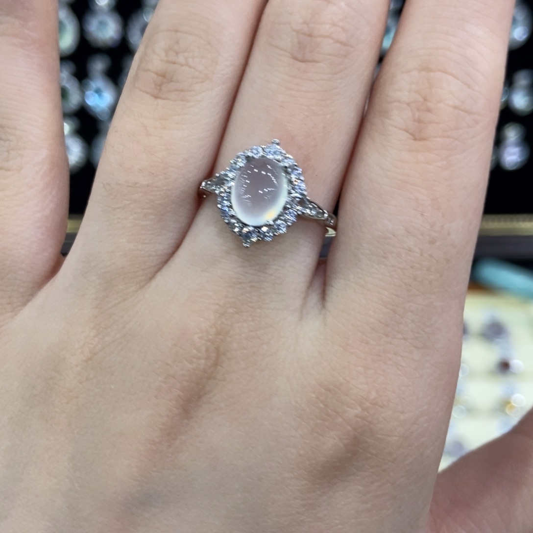 蛇纹石玉银S925镶嵌戒指