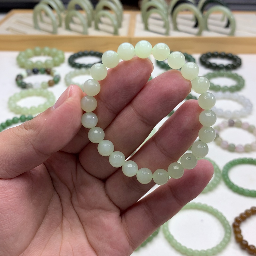 和田玉手串（晴水7.8）未镶嵌