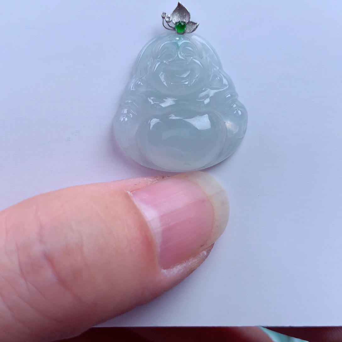翡翠吊坠(不含链)18K金镶嵌