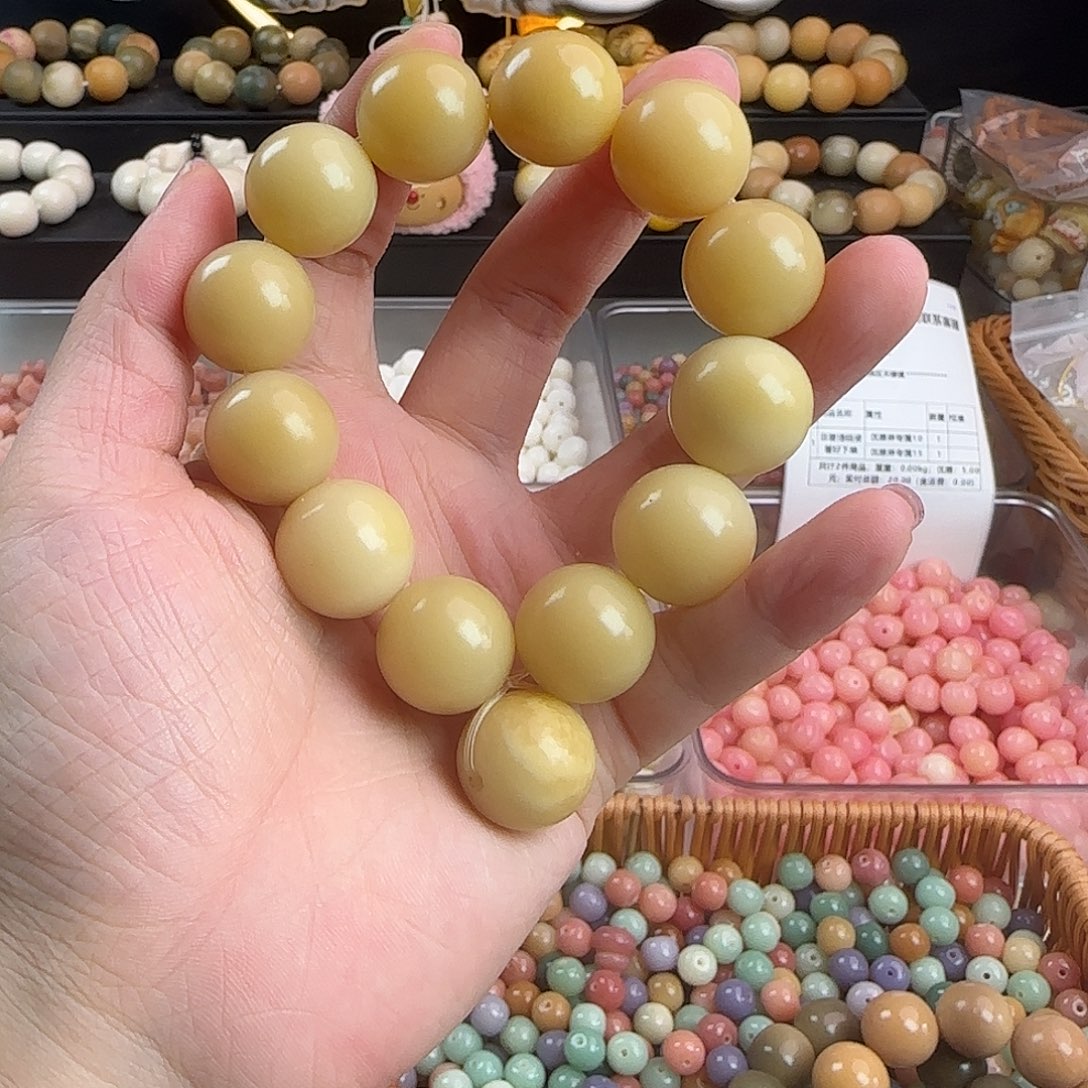 菩提根/象牙果手串卡17.7奶黄汤圆1串有一颗坏籽
