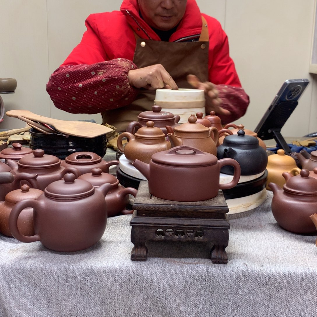 茶壶紫泥平底汉瓦180 C半手工制作