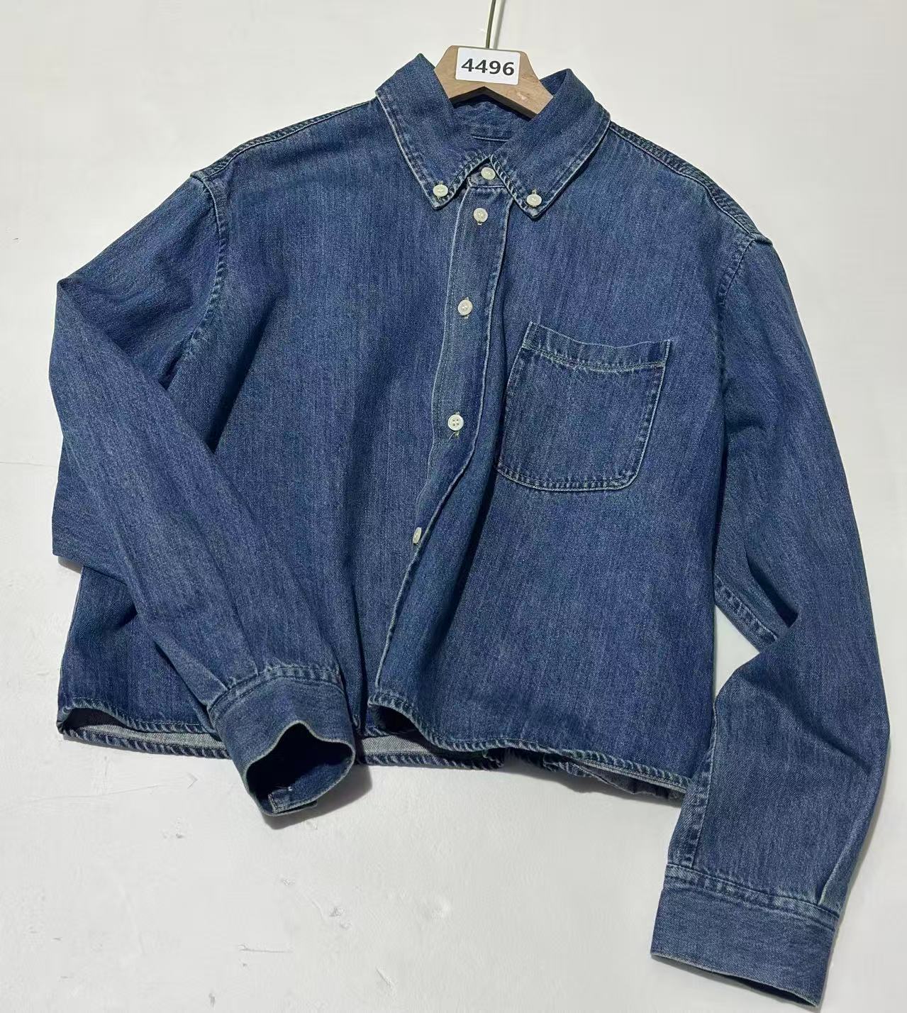 4496号80078#百搭单口袋牛仔外套