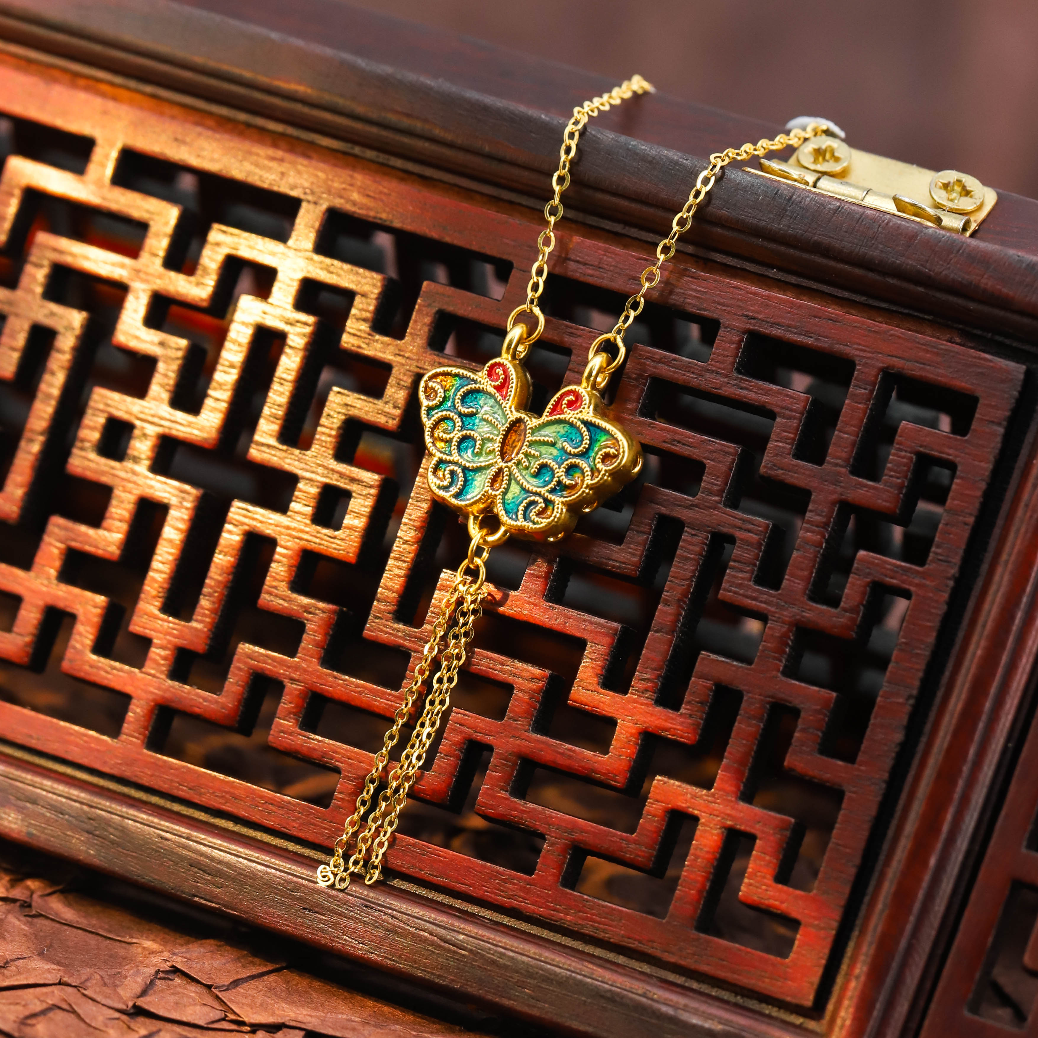 【晓韵专享】足金999 双面蝴蝶套链 HJT076