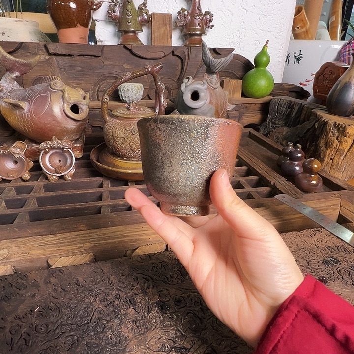 杯崔家高温柴烧花神杯100cc