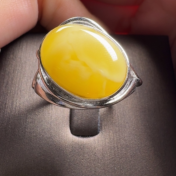 蜜蜡银S925镶嵌戒指