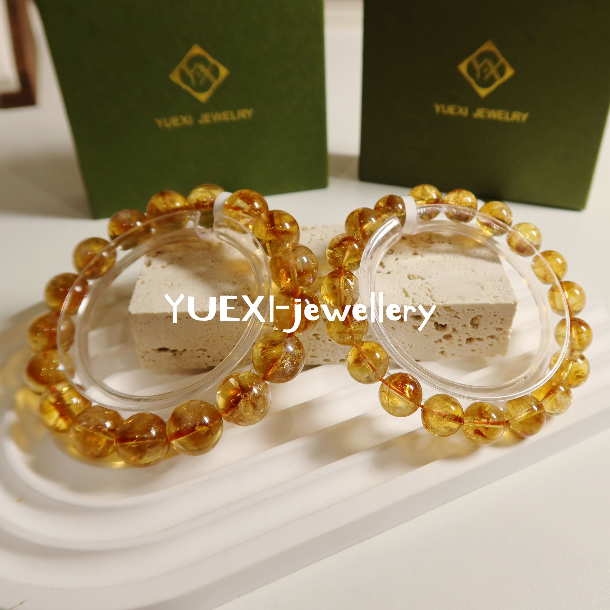 【悦玺217】208天然高货巴西黄塔晶黄水晶手串（天然水晶默认微瑕）