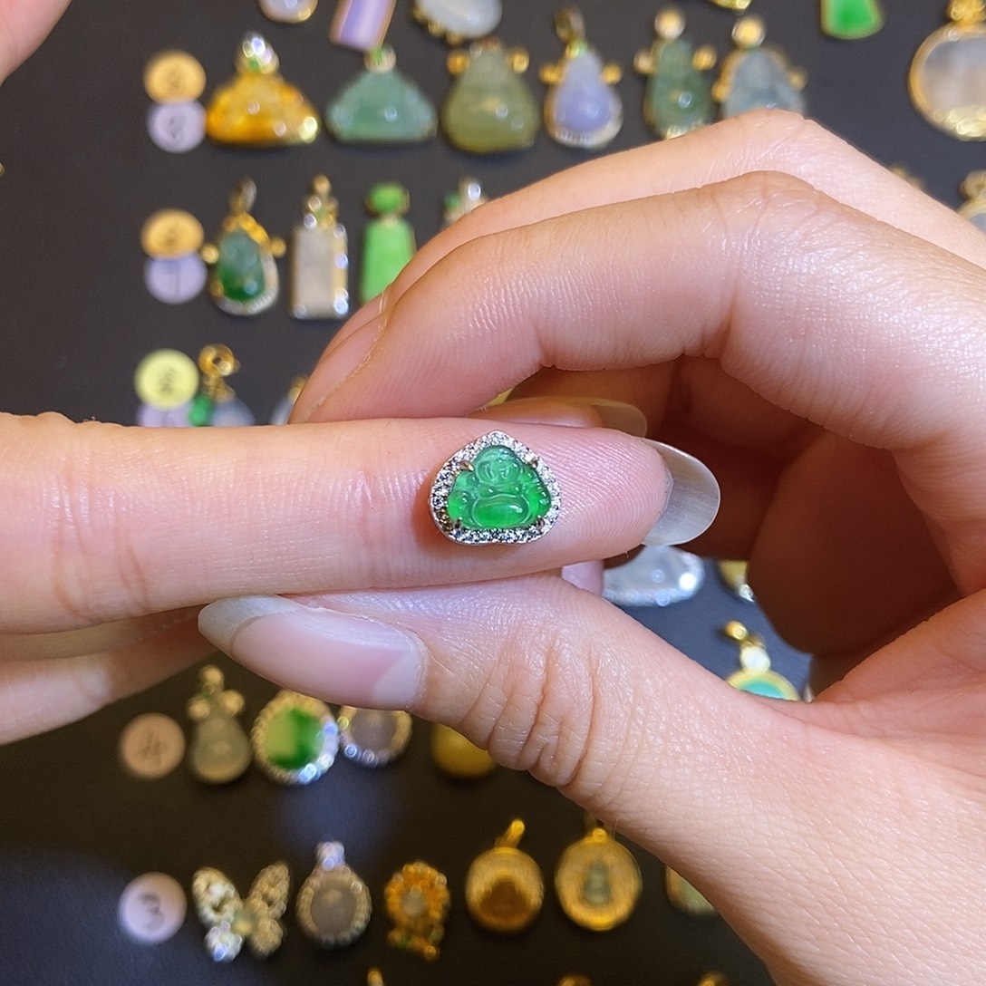 翡翠银S925镶嵌吊坠(不含链)