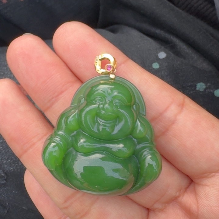 和田玉18K金镶嵌颈饰