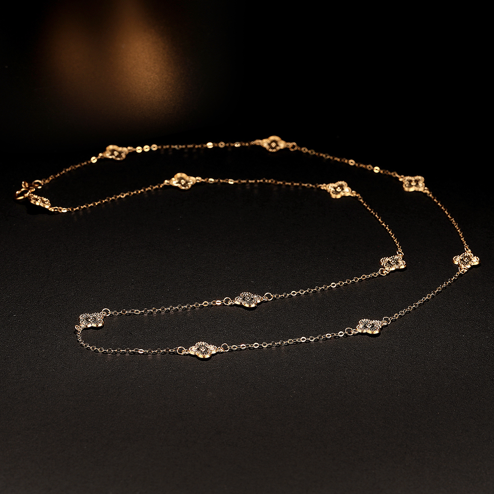 【柴柴专属】18K金幸运草12花满天星项链 时尚百搭简约轻奢精致经