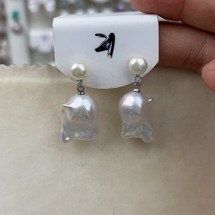 未镶嵌淡水珍珠耳饰优****）