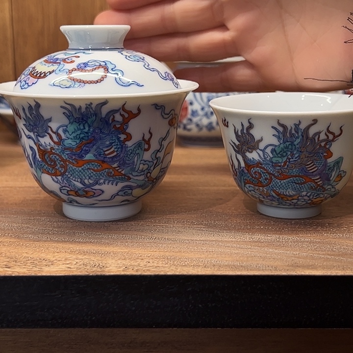 大***细青杉堂纯手工手绘原矿老派斗彩