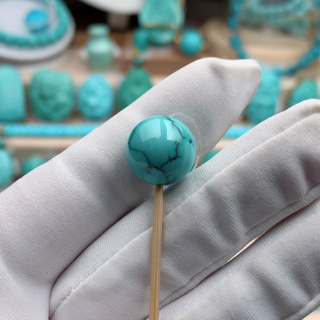 绿松石珠宝奇石未镶嵌13.4mm