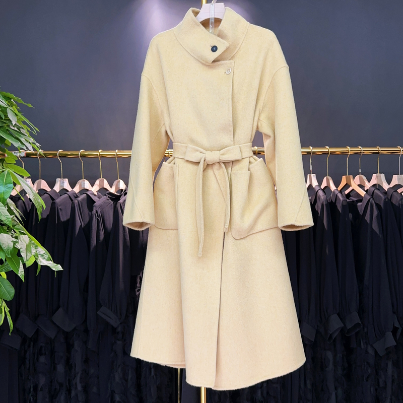 【A9214】毛呢外套女2025秋冬新款时尚设计感中长款毛呢外套