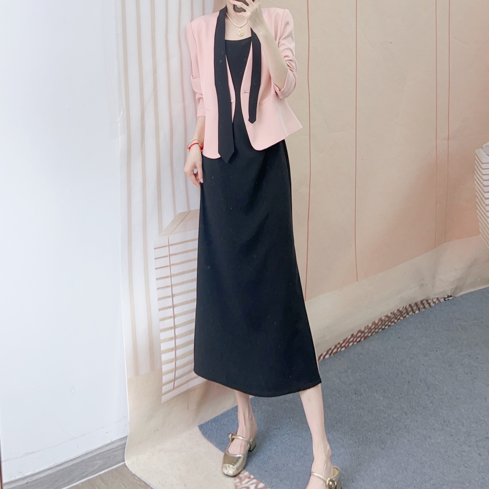 255飘带西装外套+吊带连衣裙两件套裙10255/GP