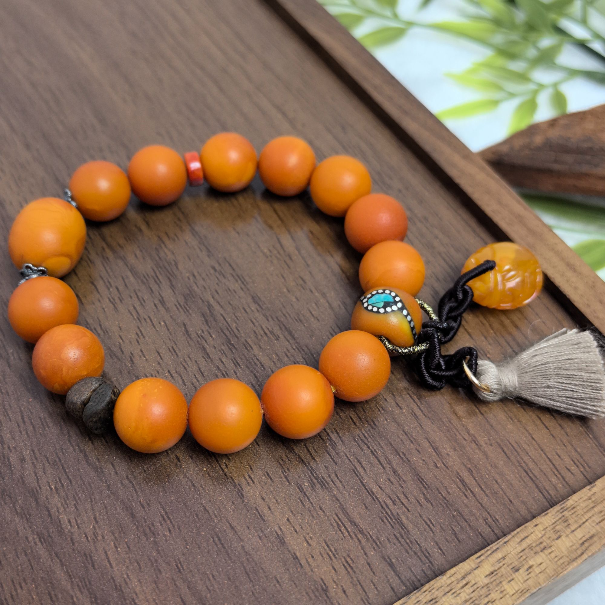 【蜜语.周年庆限定】原矿天然蜜蜡橘皮圆珠时尚珠宝 多样性发一