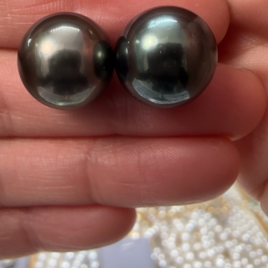 海水珍珠耳饰银S925镶嵌