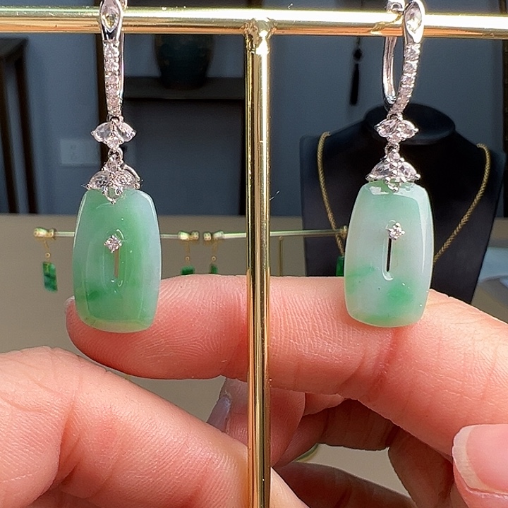 翡翠耳饰18K金镶嵌耳饰固定链接勿拍